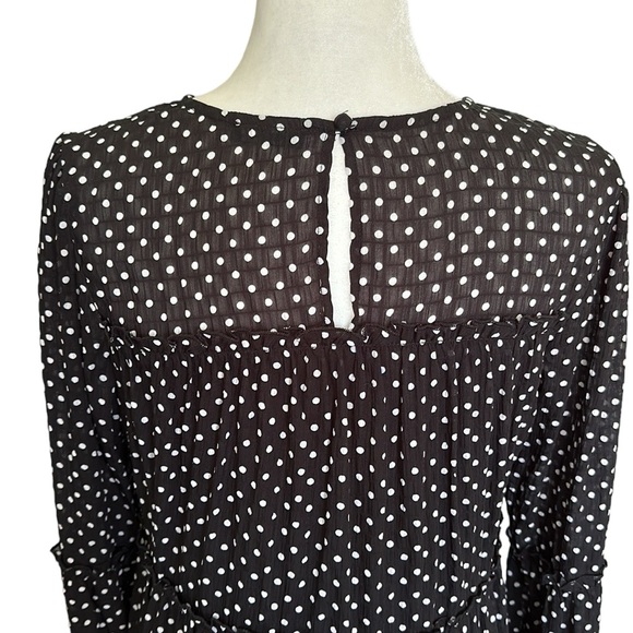 V ery j black & white polka dot tiered mini dress size M feminine sheer summer - Picture 5 of 7
